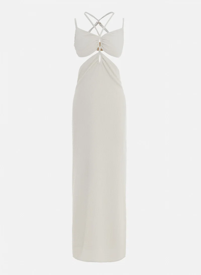 ليتشي فستان ماكسي ذو فتحات معقدة بربطات ظهرية